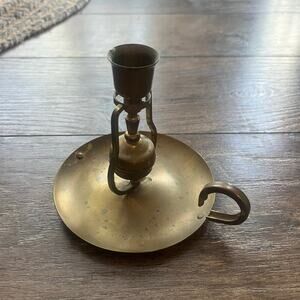 Brass Nautical Ship Gimbal Candlestick Holder Wall Mountable Sway Heavy 4.75 in